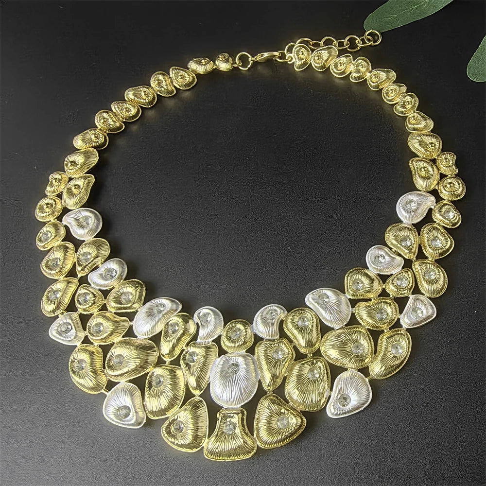 18K Gold Plated Jewelry Set For Women Classic Fashion Necklace Earrings Bracelet And Ring 4PCS Set Jewelry