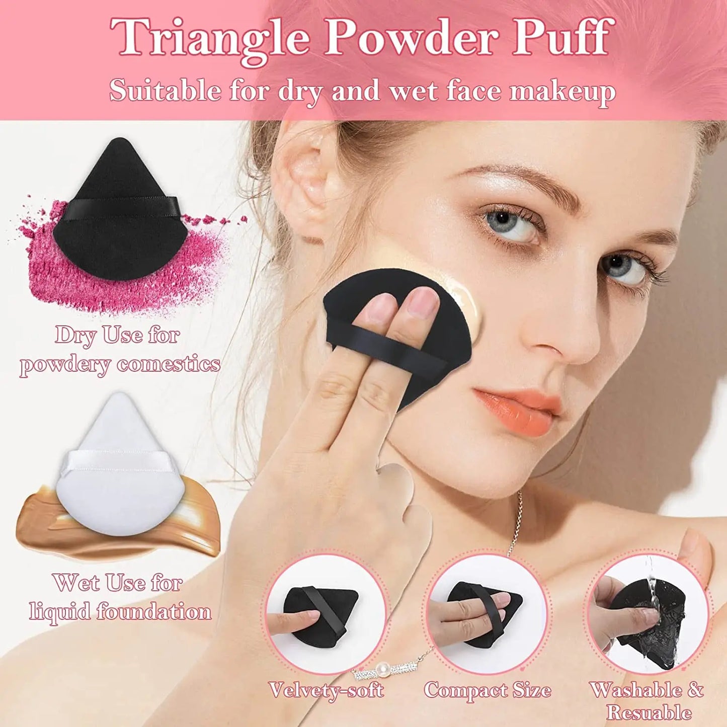 Makeup Applicators Kit Triangle Makeup Puff Mixing Palette Eyeline Mascara Wands Lip Brushes Hair Clips Powder Puffs for Face
