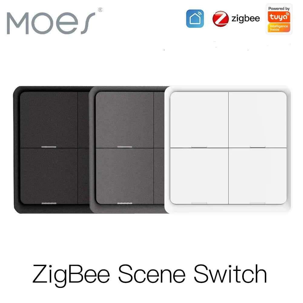 Moes ZigBee Wireless Scene Switch 12 control modes Handheld Push Button Setup Home Automation Scenario Tuya Smart Devices