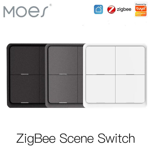 Moes ZigBee Wireless Scene Switch 12 control modes Handheld Push Button Setup Home Automation Scenario Tuya Smart Devices
