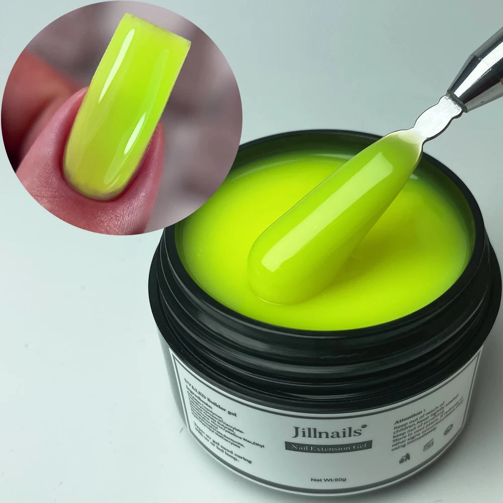 Jillnails Neon Gel Builder 50G Neon Green Pink Orange Red Yellow Builder UV Hard Gel for Nails Extension
