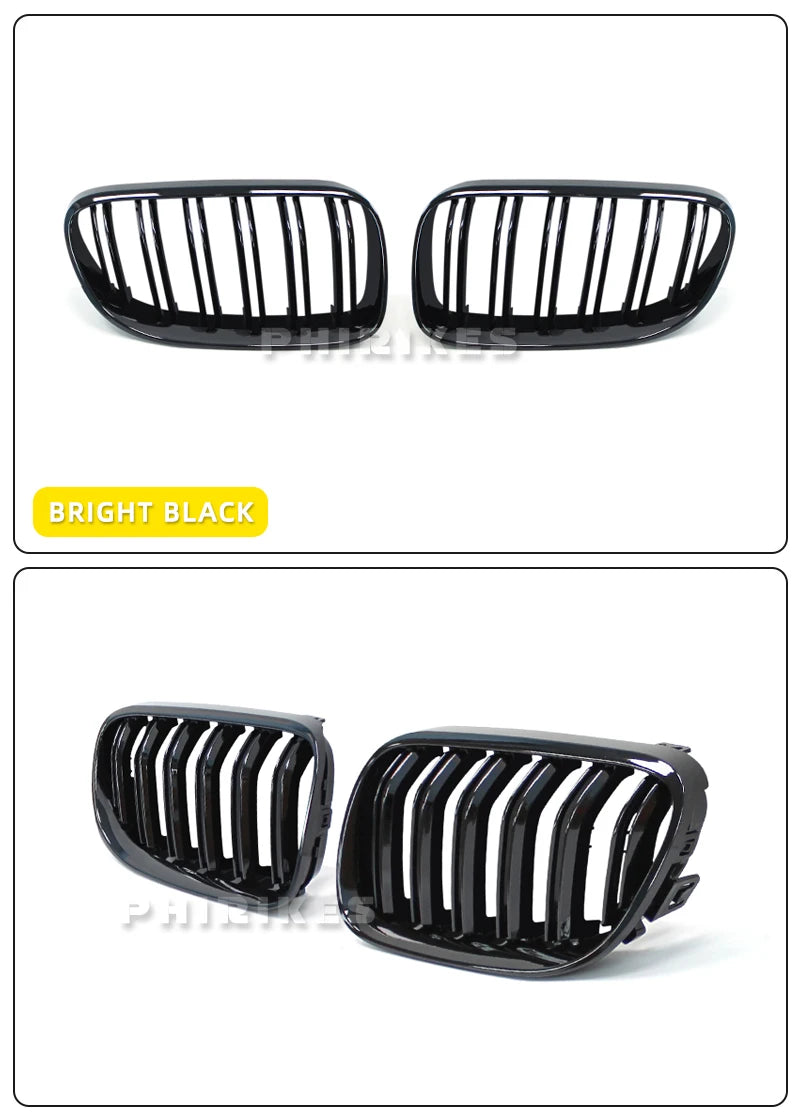 For BMW 3-Series E92 E93 M3 Coupe LCI 2010-2013 2Pcs Car Style Black Front Kidney Double Slat Grill Grille