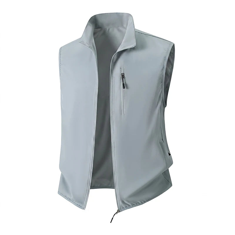 Summer Men Outdoor Cargo Vests Thin Breathable Waistcoats Fishing Sleeveless Jackets Male Sportswear Casual Elasticity Vests