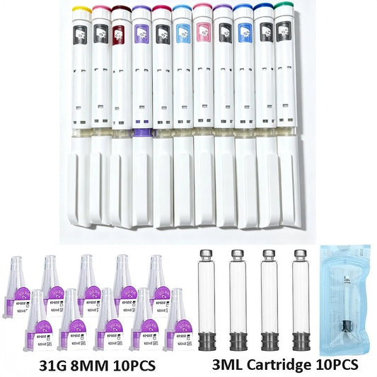 Hot Sale 10PCS Set 60IU Plastic Disposable Injection Pen With 3ml Glass Vial 31G 8MM Needle for Daily Tattoo Pen Use