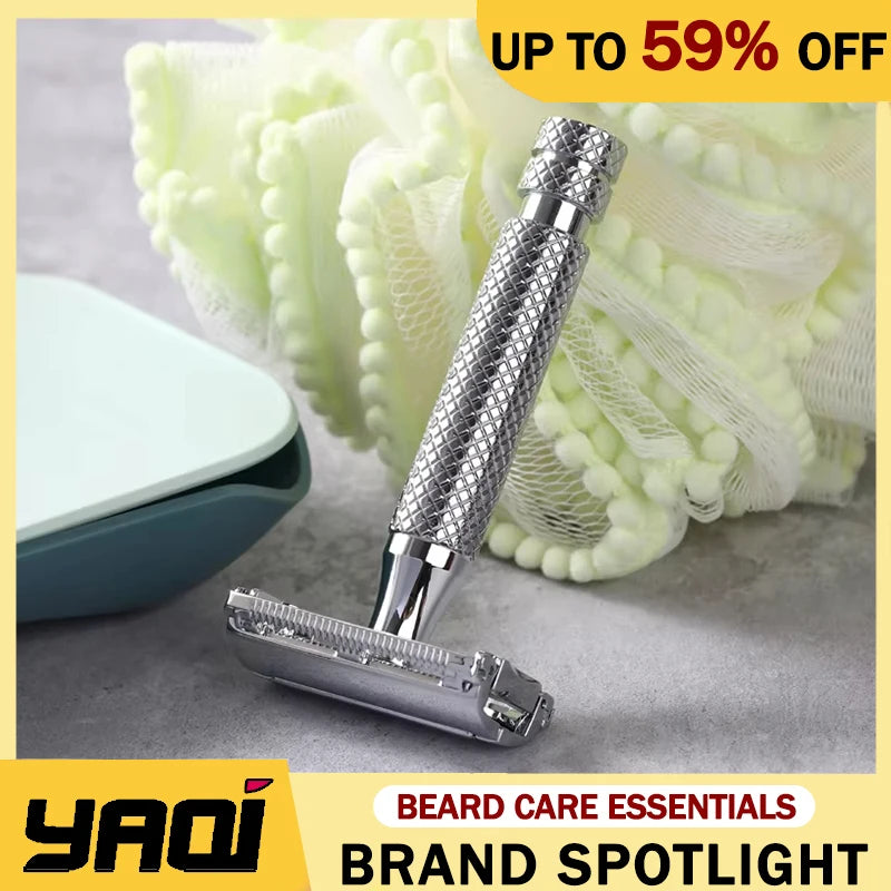 Yaqi Monarch Chrome Color Safety Razor 0.90mm Blade Gap 85MM Handle Length And 13.5MM Diameter For Mens Precise Shave Experience