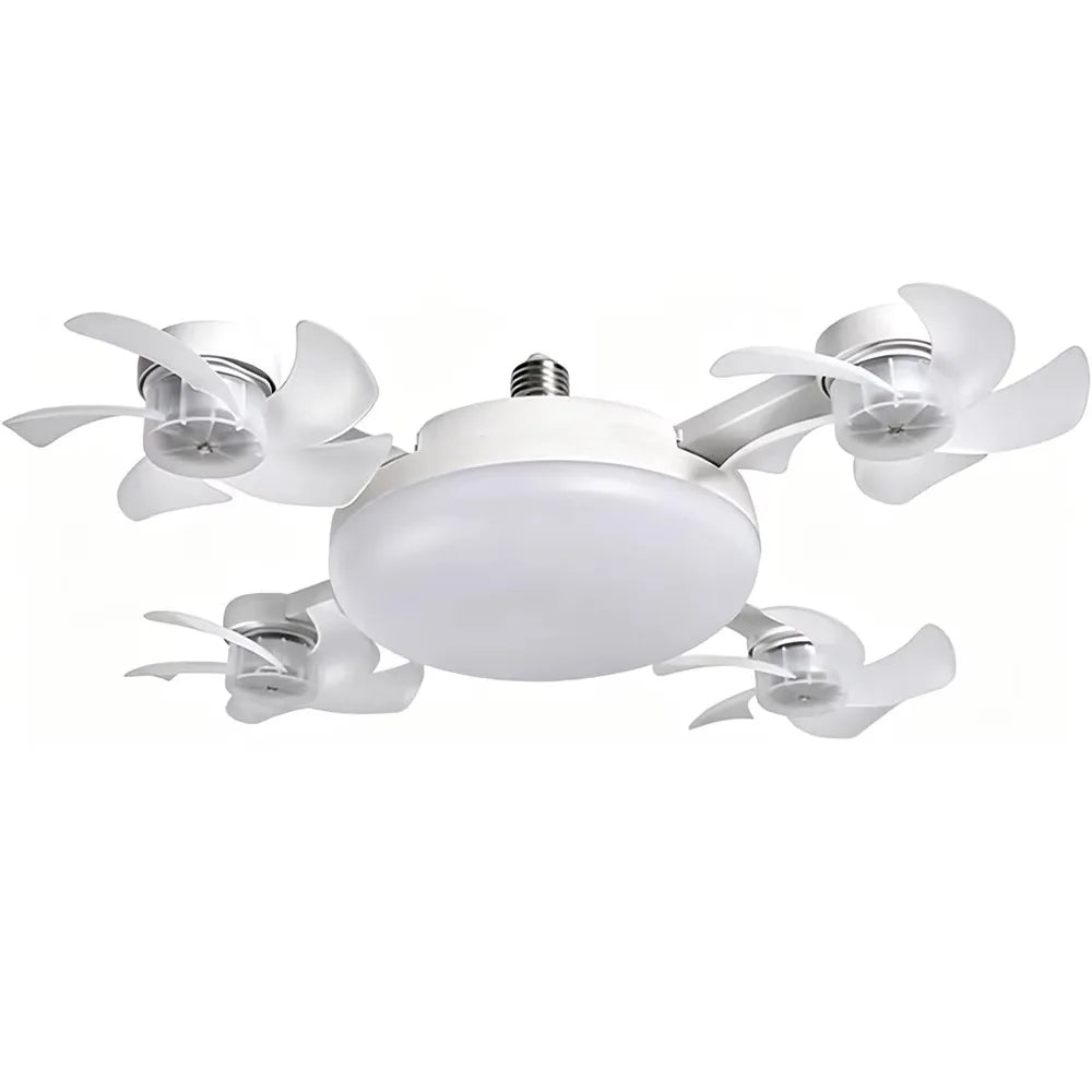 E27 Socket Ceiling Fan 2-in-1 Silent LED Fan with Remote Control 3-Color 3-Speeds Adjustable Ceiling Fanlight for Home Bedroom