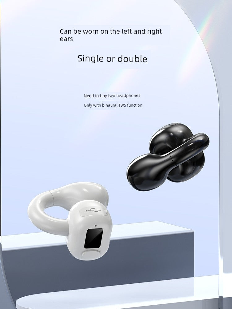 Non-Entry Ear Clip Bluetooth Headset Mini Running Painless Driving Rider Take-out Sports Single and Double Ear Hanging Long Standby