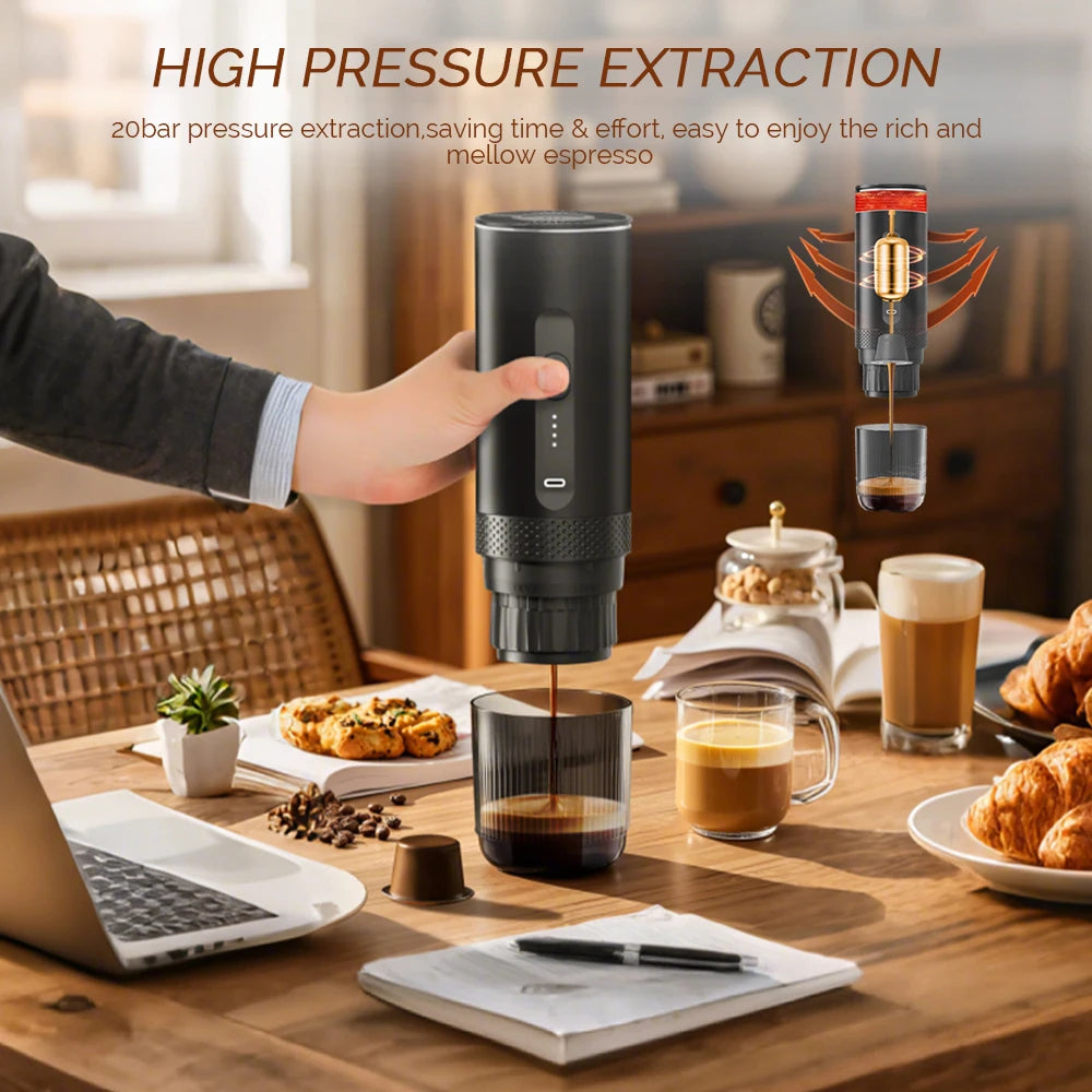 3-in-1 Portable Capsule Coffee Machine Wireless Espresso Coffee Maker Coffee Machine Travel Home Use Automatic Coffee Maker