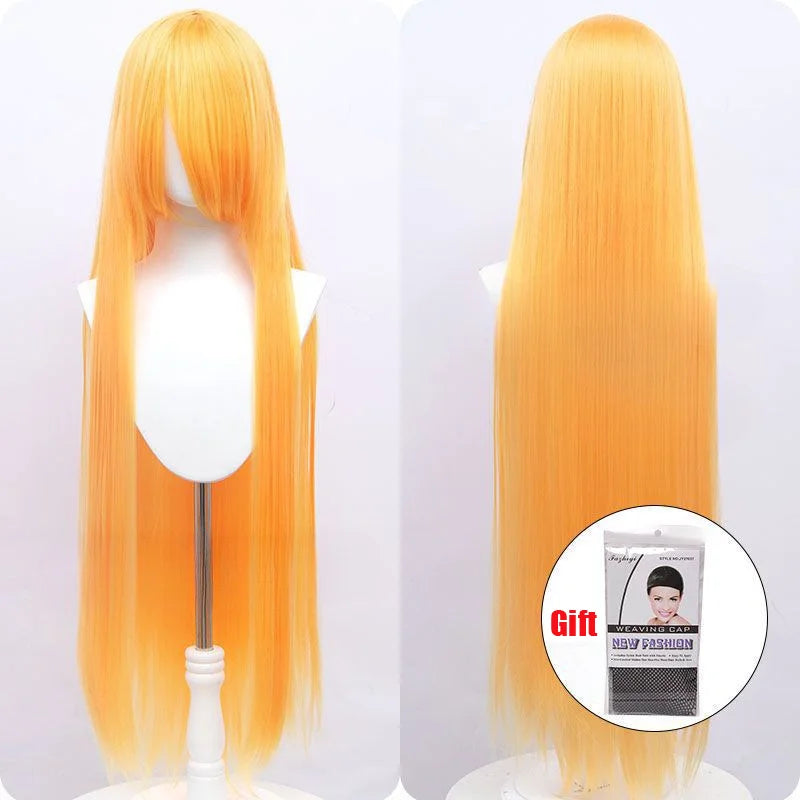 Snoya 100cm synthetic long straight cosplay wig with bangs Heat Resistant hair Anime pink blonde red purple women wig