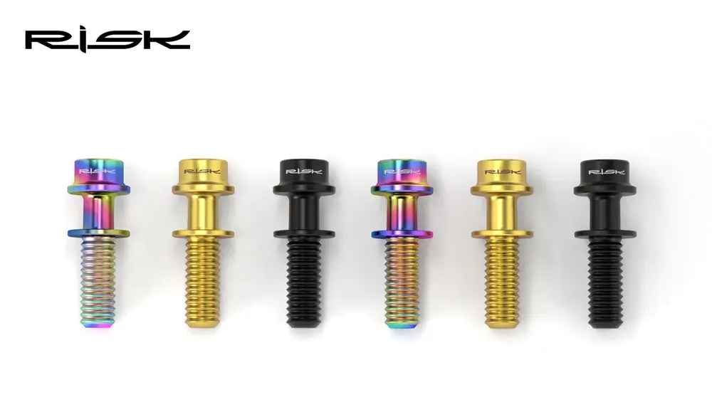 6pc RISK Ti Bolts With Washer M5x18/20mm Titanium Screw For MTB Road Bike Front Fork Bicycle Stem Fixed Bolt Cycling Accessories