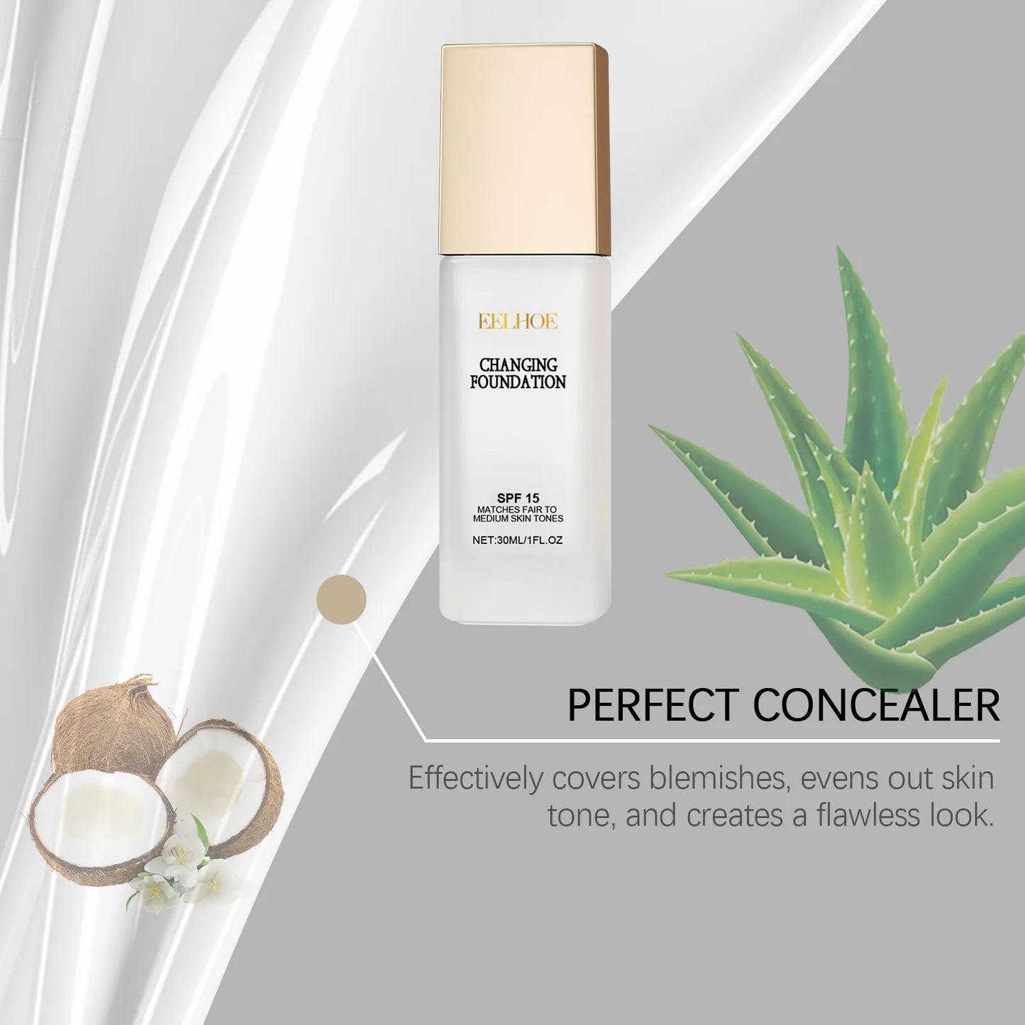 Spf 15 Colour Changing Foundation Full Coverage Waterproof Makeup of the Face Brightening Mature Skin Foundation Cosmetics 30ml