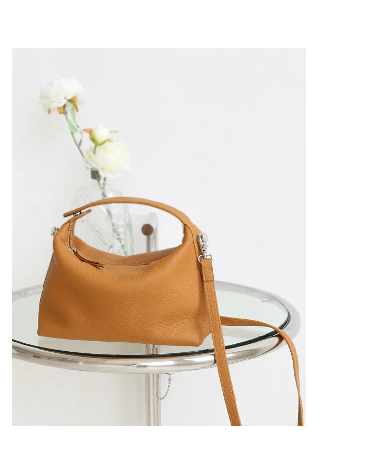 2024 New Women's Bag Female Luxury Soft Genuine Leather Handbag Lady Fashion Daily Casual Shoulder Bag Girls Crossbody Messenger