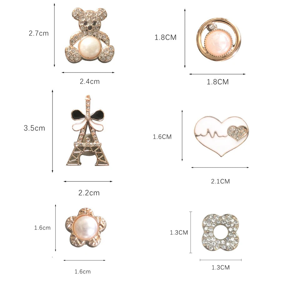 14pcs Sparkling Golden Faux Pearl Shoe Charms Pins Set DIY Detachable Shoe Decoration Suitable For CROCS Clogs Party Gift Idea