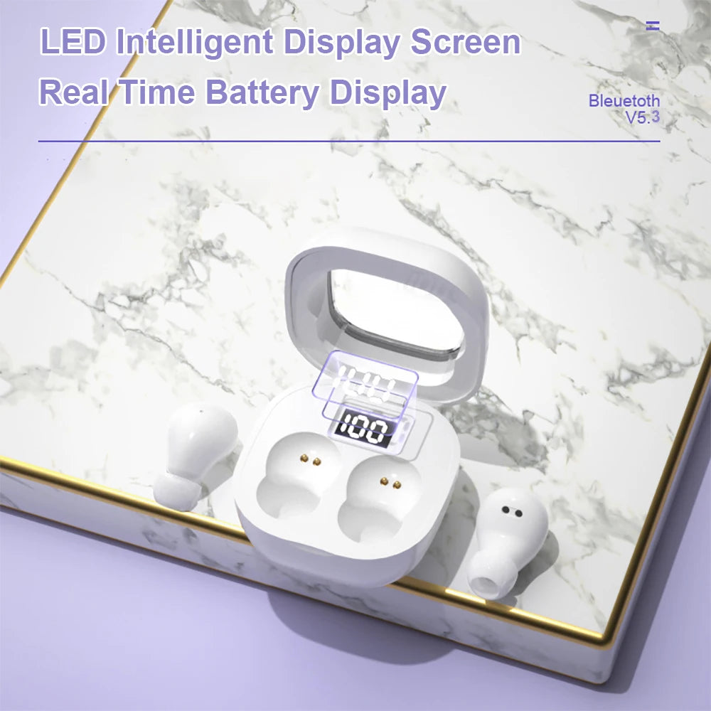 Mini Headphones Invisible Bluetooth 5.3 Earphones TWS Wireless in-ear Headsets HIFI Stereo Noise Reduction Earbuds For iPhone