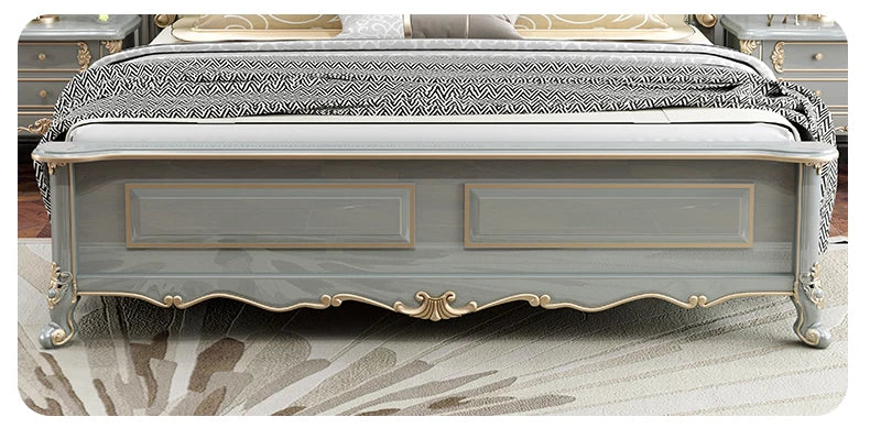 Vintage Modern Bed Multifonction Nordic Unique Queen French Bed Lounge Woode Headboard Camas Matrimonial Bedroom Furniture