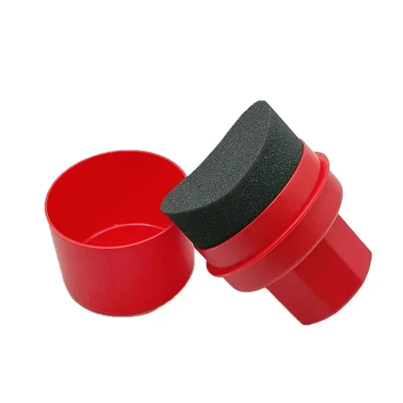 Car Tire Waxing Sponge Car Wax Applicator Pad with Lid Curved Shaped Easy Waxing Tire Sponge Tire Cleaning Tools Detailing Brush