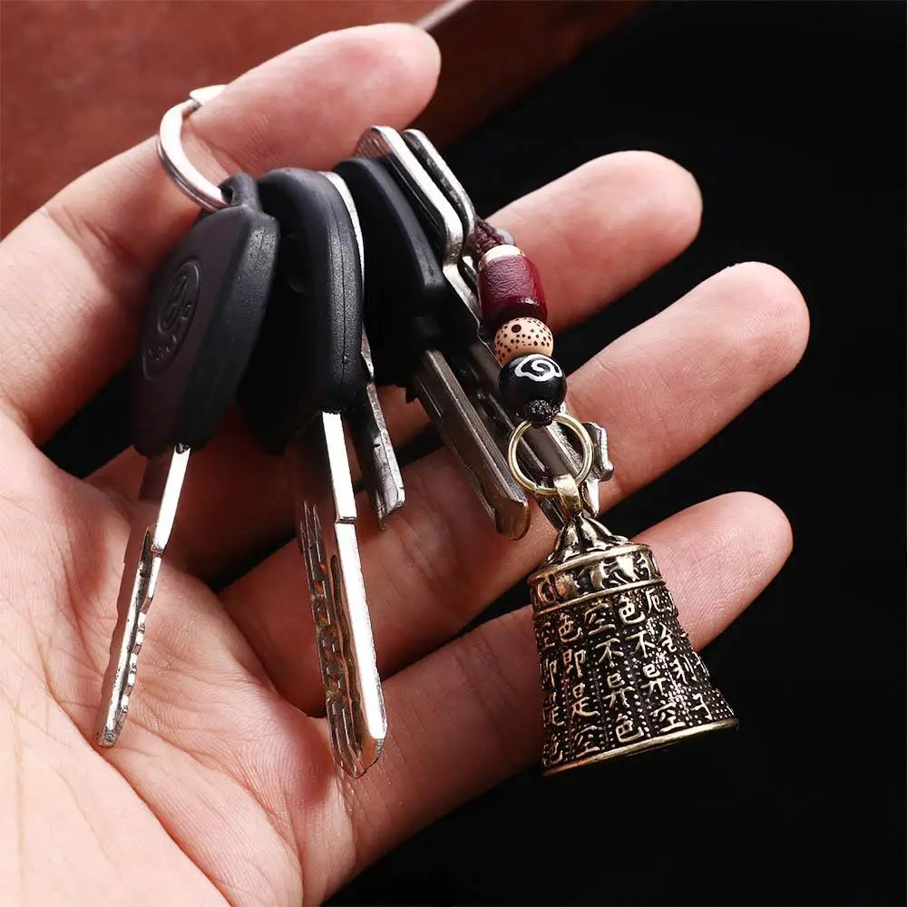 Interior Accessories Tibetan Buddhism Lucky Rope Brass bell Scripture Sutra Key Rings Car Key Chain Keyfob Car Key Chain