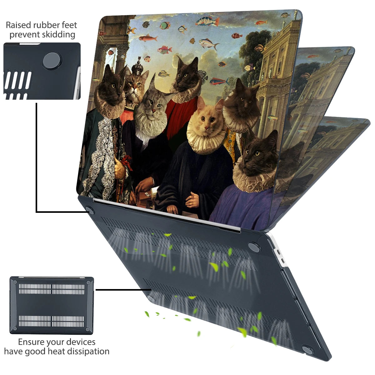 The Crown Cat Hard print case for MacBook 2025 M4 Air Pro 13 14 16 M2 2022 2023 A2681 A2779 A2780 Retina A1502 A2337 M1 A2289