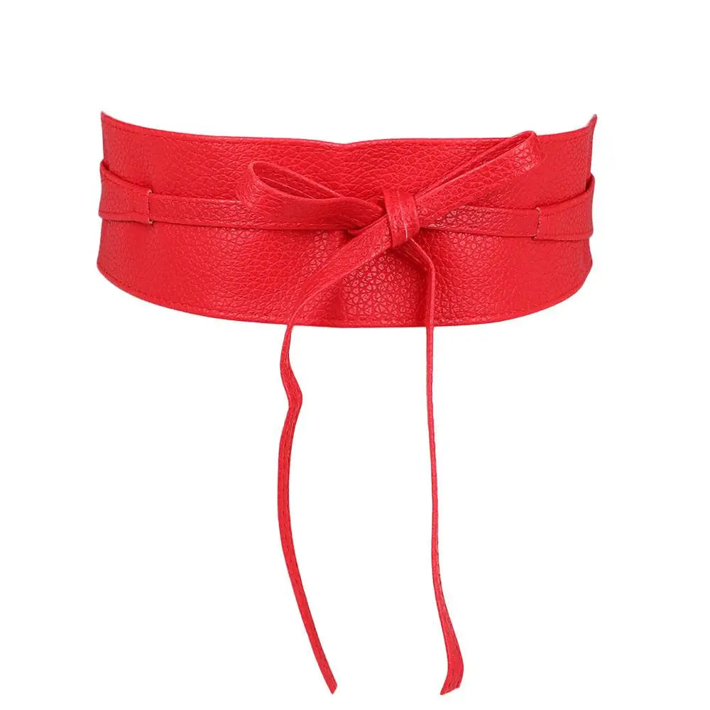 Dress Accessories for Female Soft Leather Elegant Bow Belt Ladies  Girls Belt Wide Self Tie Wrap Around Waist Band Dress Belt