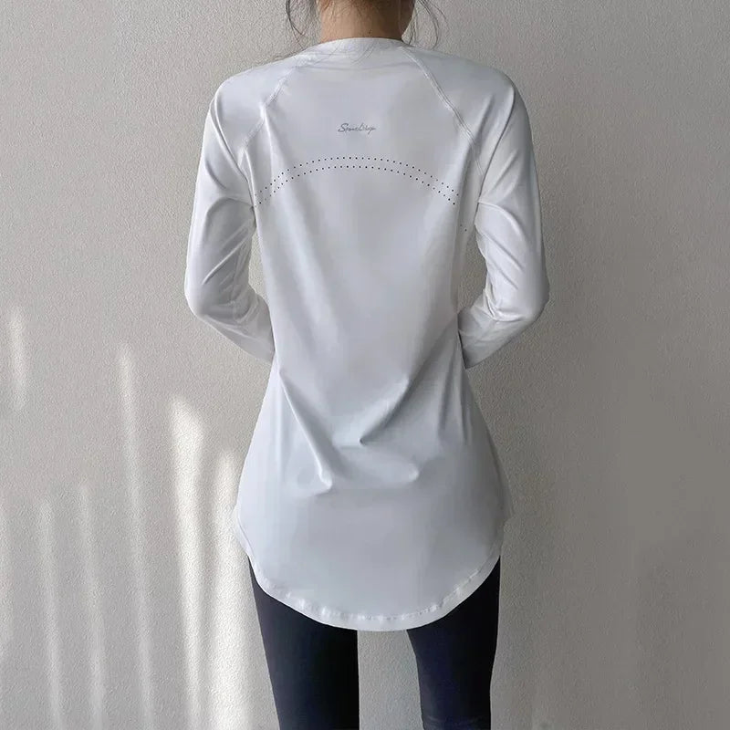 Long Sleeve Yoga Clothes Women Sportswear Woman Gym Running Blouses Shirts Sports Tops Fitness T-shirt для йоги одежда женская