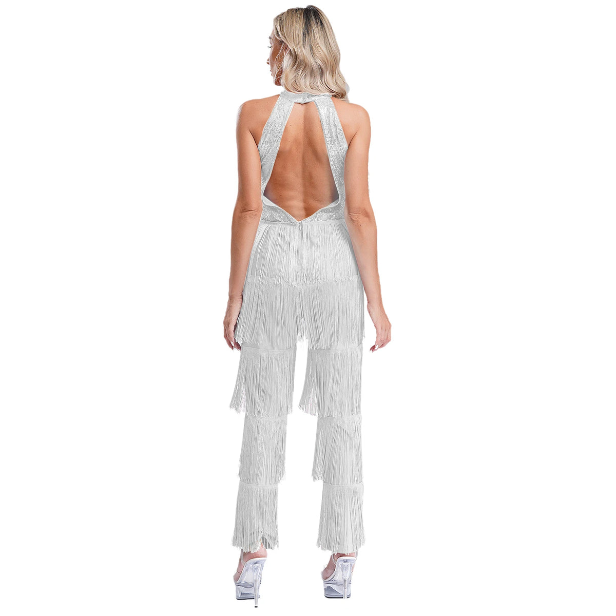 Halloween Hippie Costume womne Vintage 70s Disco Stage Performance Dancing Jumpsuit Singer Sequins Tassel Tango Cha-cha Costumes