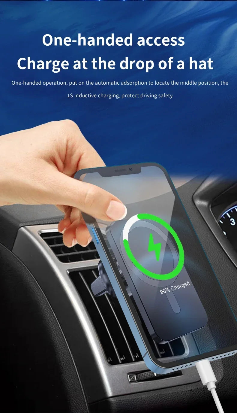 30W Magnetic Car Wireless Charger For iPhone 16 15 14 13 12 Pro Max Mini Car Phone Holder Stand Mount Fast Charging Station