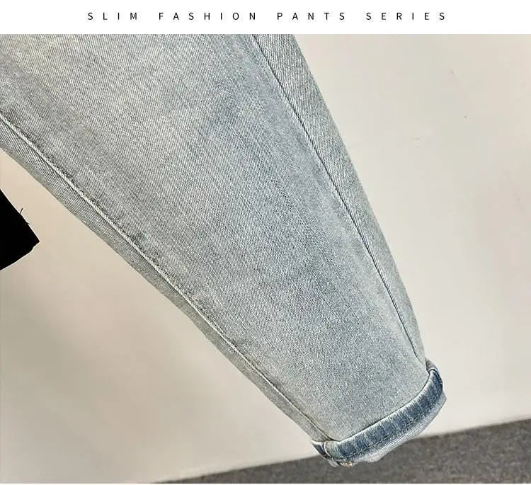 Jeans Men's Trendy Brand Light-colored Fashion Youth Casual Pants Cowboy Simple Ruffian Handsome Slim-fitting Skinny Jeans Men