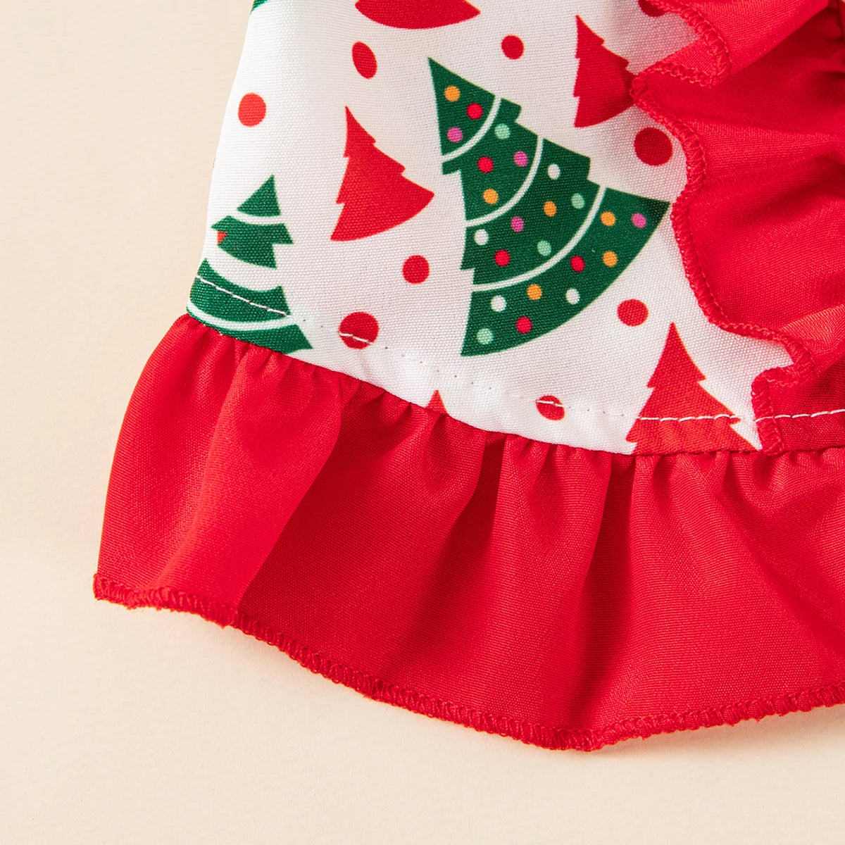 Pet Christmas Dress Xmas Tree Printed Ruffle Skirt Puppy Holiday Outfit Cute Pet Party Costume for Small Medium Dogs Cats Teddy