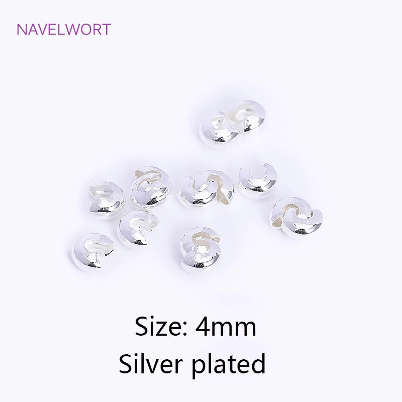 18K Gold Plated Brass Stripe Crimp End Beads Stopper Open Crimp Beads Covers DIY Handmade Crafts Accessories For Jewelry