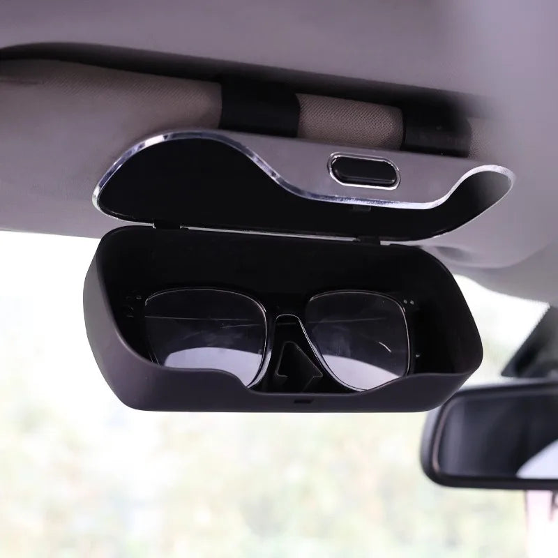 Portable Car Sunglasses Case Holder Sun Visor Clip Storage Box Organizer Glasses Cage Auto Interior Accessories Universal Parts