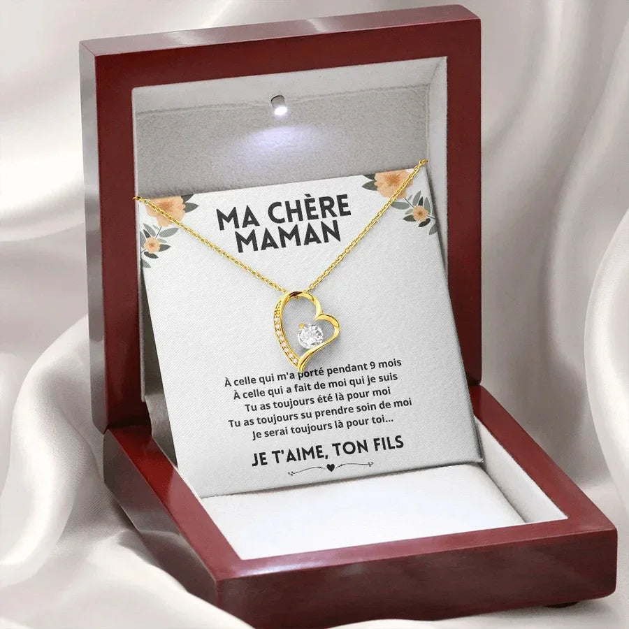 French To My Mom Mother Gift Necklaces From Daughter Timeless Love Pendant Necklace Fashion Women Birthday Silver Color With Box