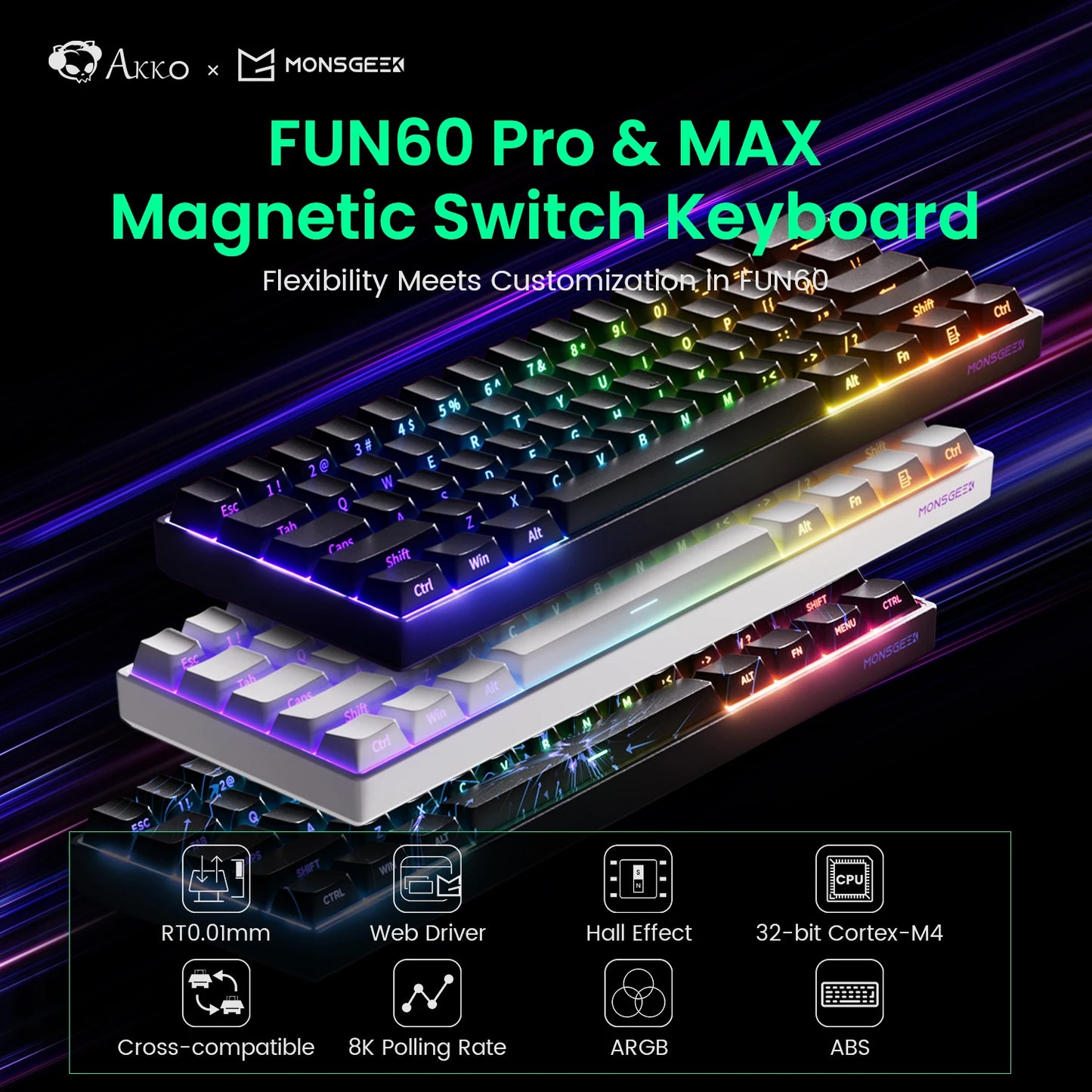 Akko MonsGeek FUN68 FUN60 PRO&MAX  HE Magnetic Keyboard 60% 65%Gaming Keyboards Rapid Trigger 8K Custom Keyboard Gamer Esports