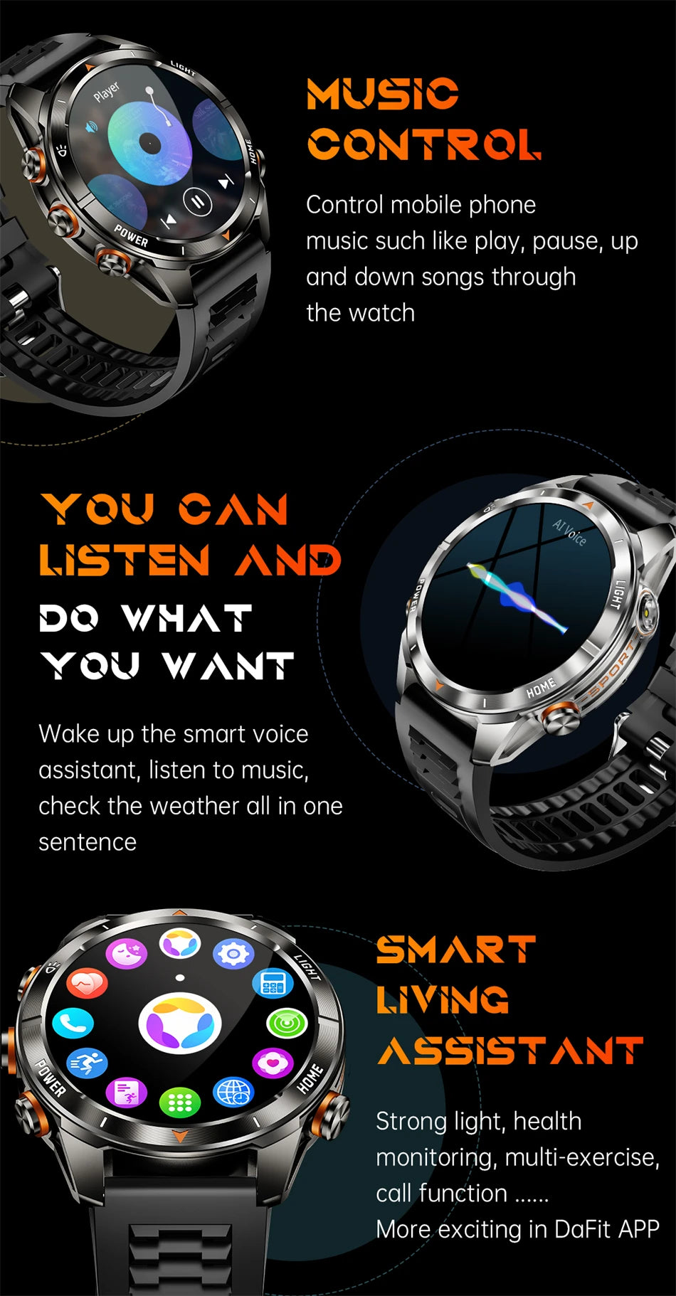 Military Smart Watch Men 10ATM Waterproof 1.46" AMOLED Screen LED Flashlight 515mAh Battery Heart Rate Sport BT Call Smartwatch