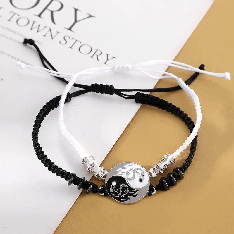 Fashion Dragon Figure Yin Yang Adjustable Bracelet Tai Chi Couple Necklace For Boyfriend Girlfriend Valentine's Day Jewelry Gift
