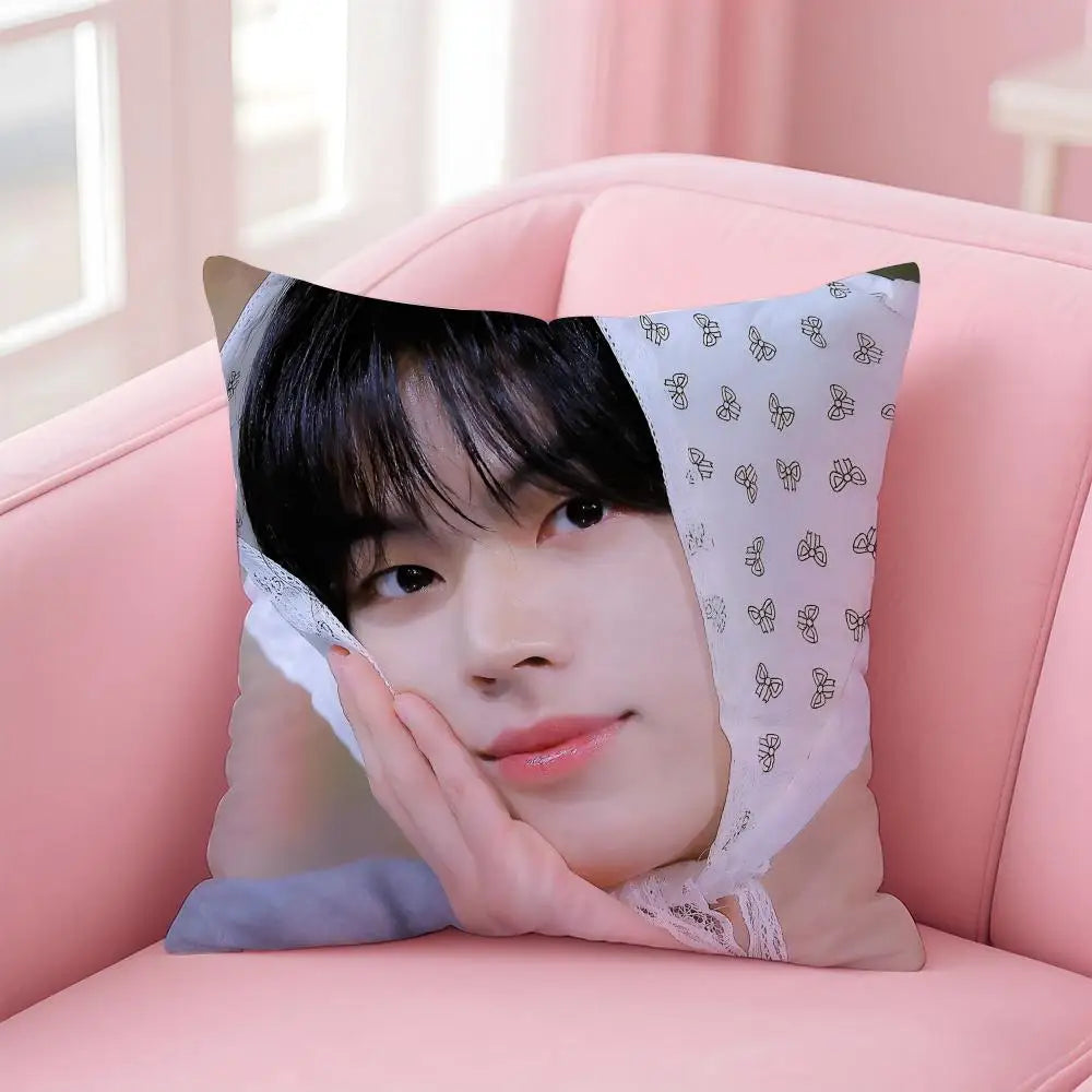 Kpop Handsome Singer K-Kim Do-hoon Cushion Cover Pillowcase Short Plush Invisible zipper Room Sofa Cushion Cover