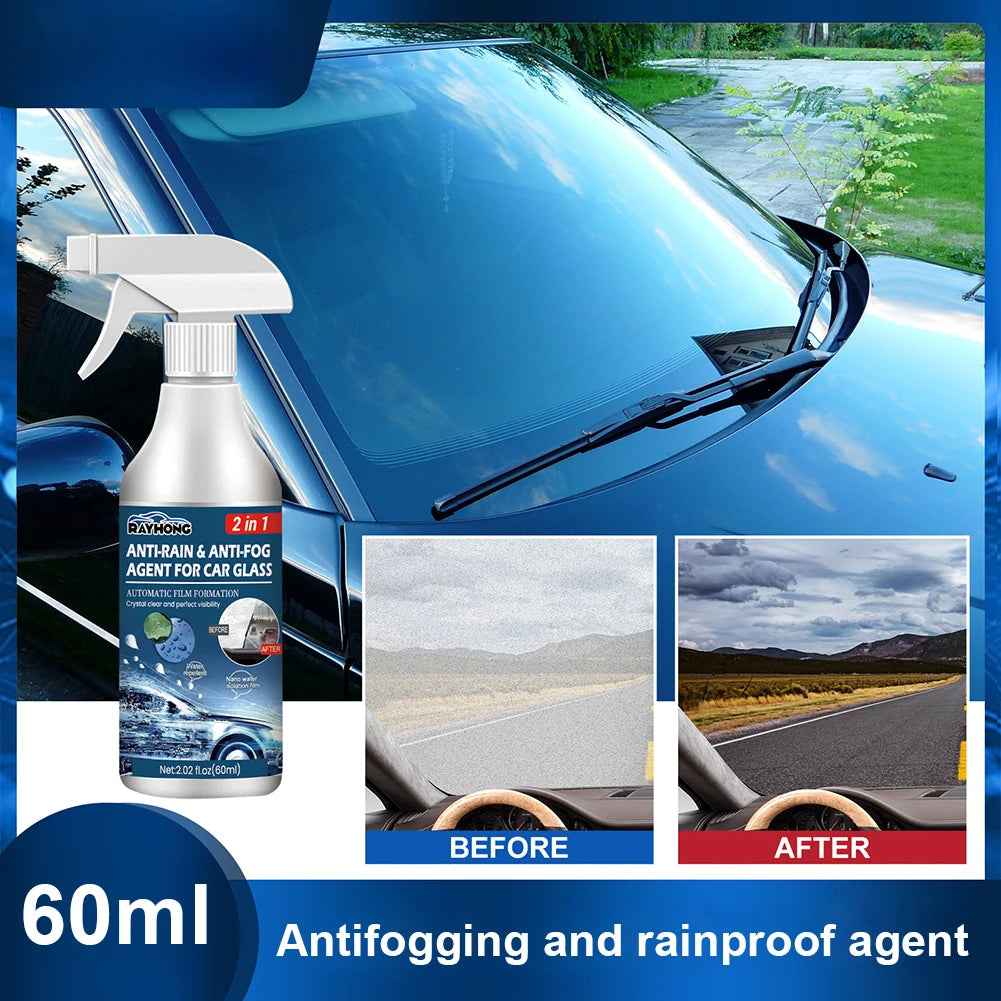 Anti Fog Rain Repellent Spray 60ml Car Glass Rainproof Antifogging Coating Agent Long Lasting for Windshield Rearview Mirror