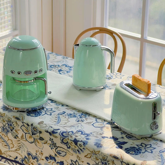 1:6 Doll House Model 3 Piece Set of Small Kitchen Appliances Decor Coffee Maker Kettle Toaster  Scene Ornament Shoot Props