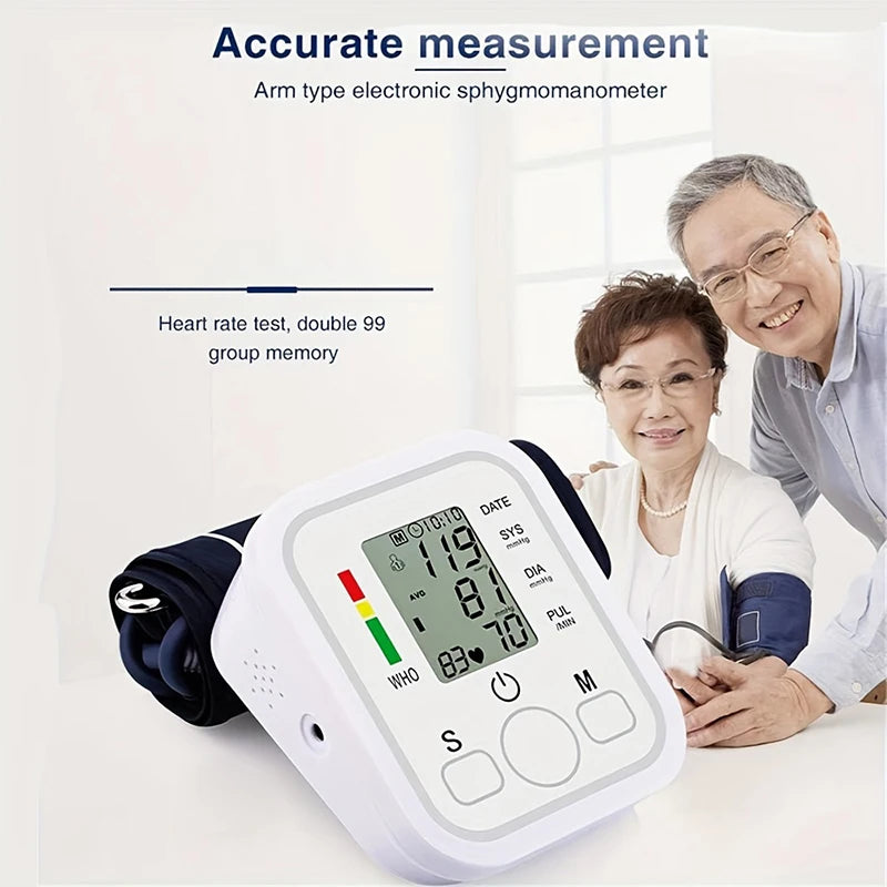 Professional Medical Blood Pressure Monitor LED Display Upper Arm Automatic Monitor BP Sphygmomanomete with Adjustable Cuff Adul