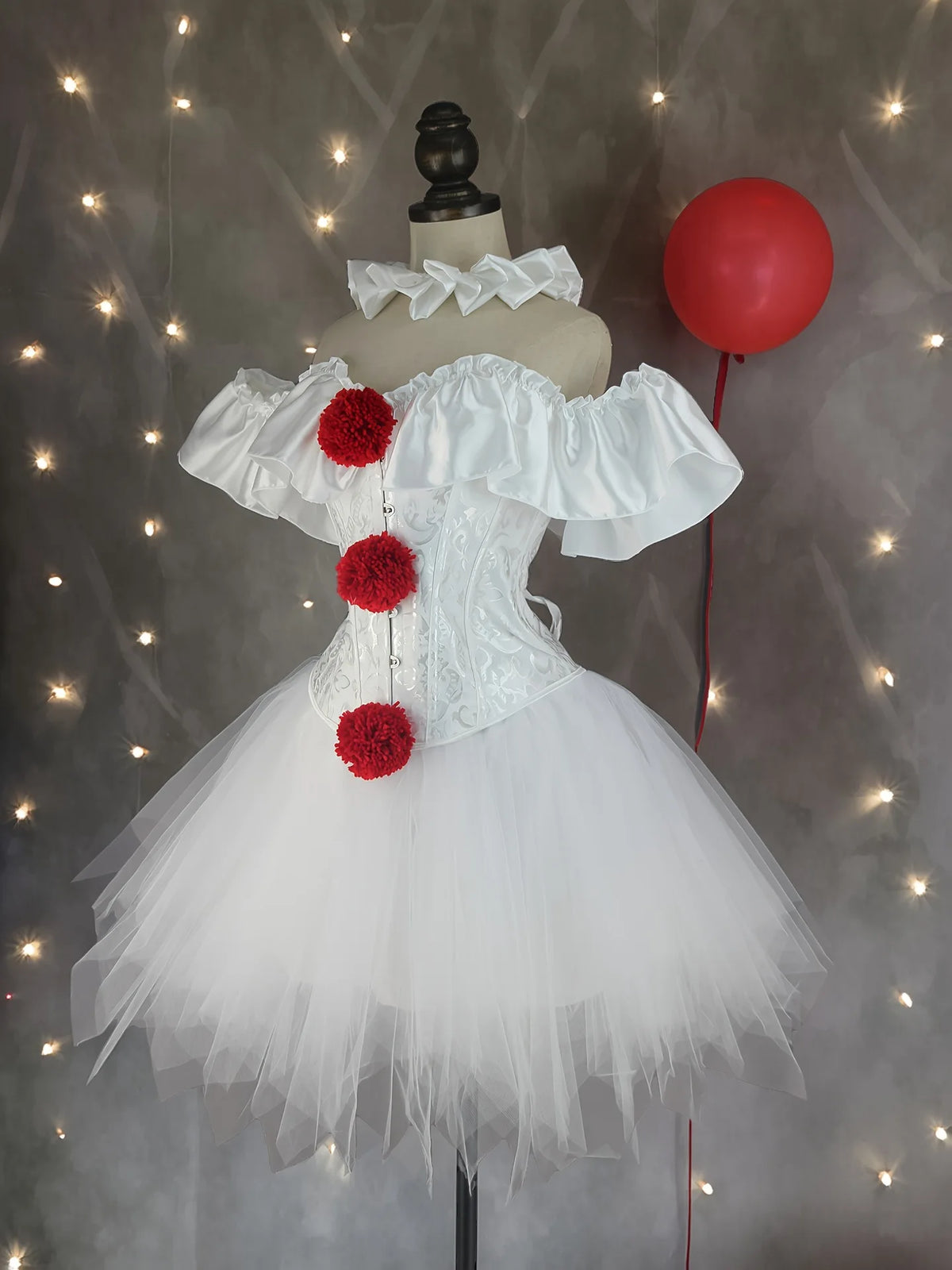 Halloween Clown Cosplay Costume Women Corsets Suit With Skirt Circus Performance Outfit Role Play Party Carnival Jester Dress