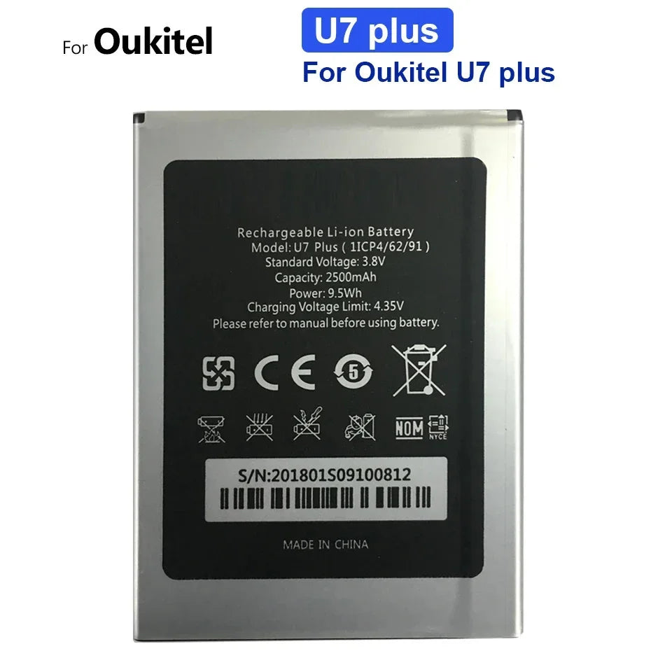 Battery for Oukitel U25 U20 U16 U15 U11 U7(pro Plus MAX) U22 U18 U10 C21 C18 C17 C15 C12 C11 C5 S70 Pro C25 C10 C8 C4 C2 S80 S77
