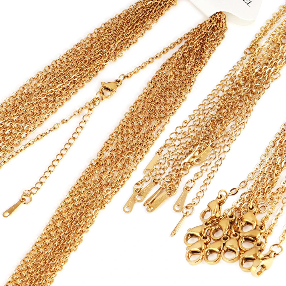 10pcs/lot Bulk Wholesale Stainless Steel Necklace Chain Necklace Choker Chains for DIY Jewelry Making Handmade Accessories