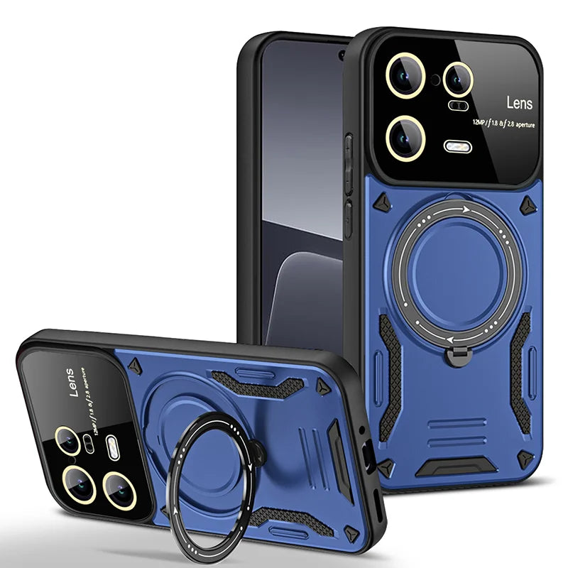 Camera Protect Shockproof  Armor Phone Case For Xiaomi 11T 12T Pro 13 13T Pro For Xiaomi 14 Pro Magnet Holder Ring Back Cover