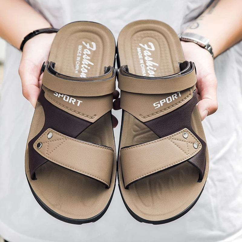 Summer Men's Sandals Fashion Beach Shoes For Men Classic Leather Slipper Male Outdoor Casual Leather Sandals Men