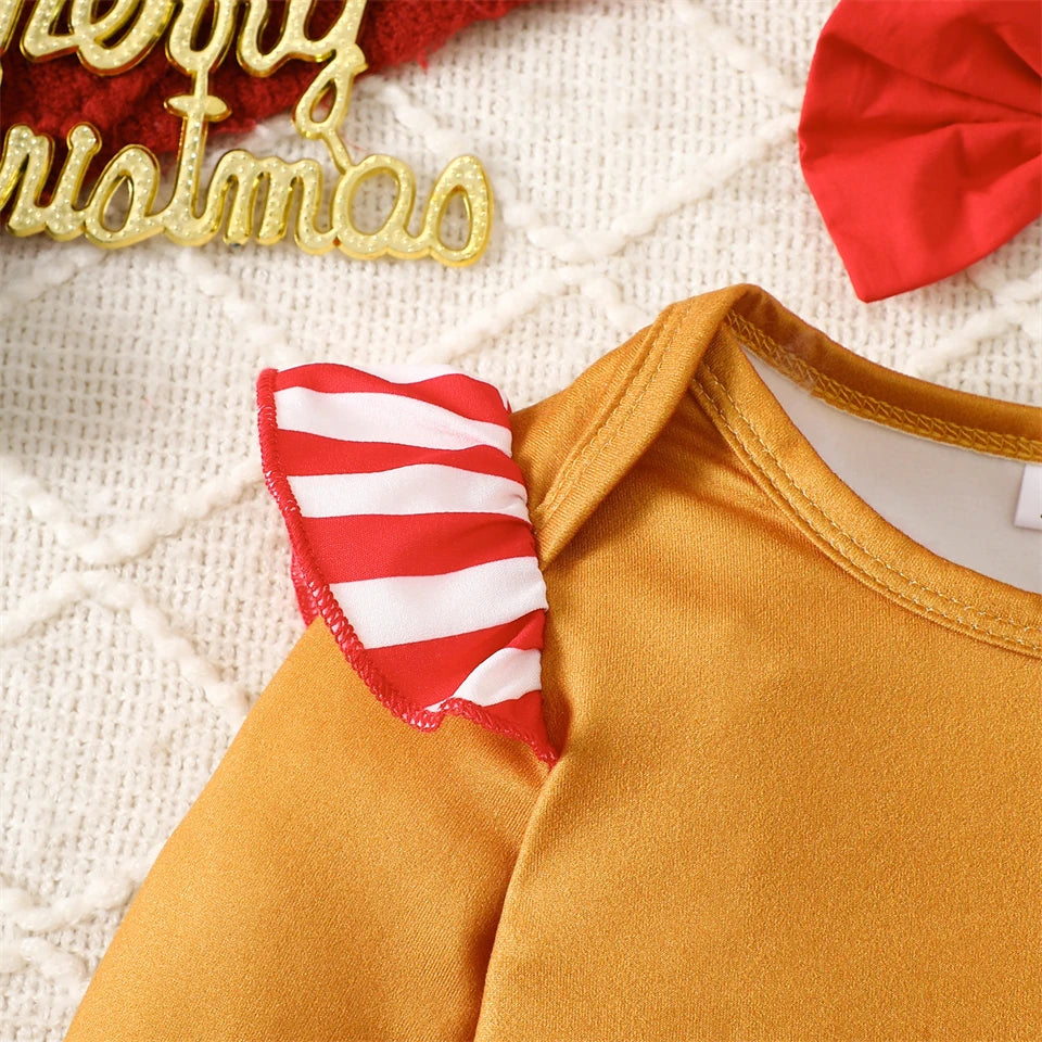 Hot Baby Girl Christmas Outfit Set Infant Toddler Gingerbread Man Costume Winter Xmas Party Holiday Celebration Newborn Clothes