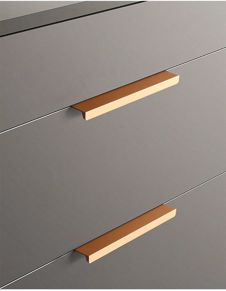 Extended drawer Cabinet Pulls door edge handle black gold wardrobe Drawer Pulls Aluminum Alloy Furniture Handles Cupboard Pulls
