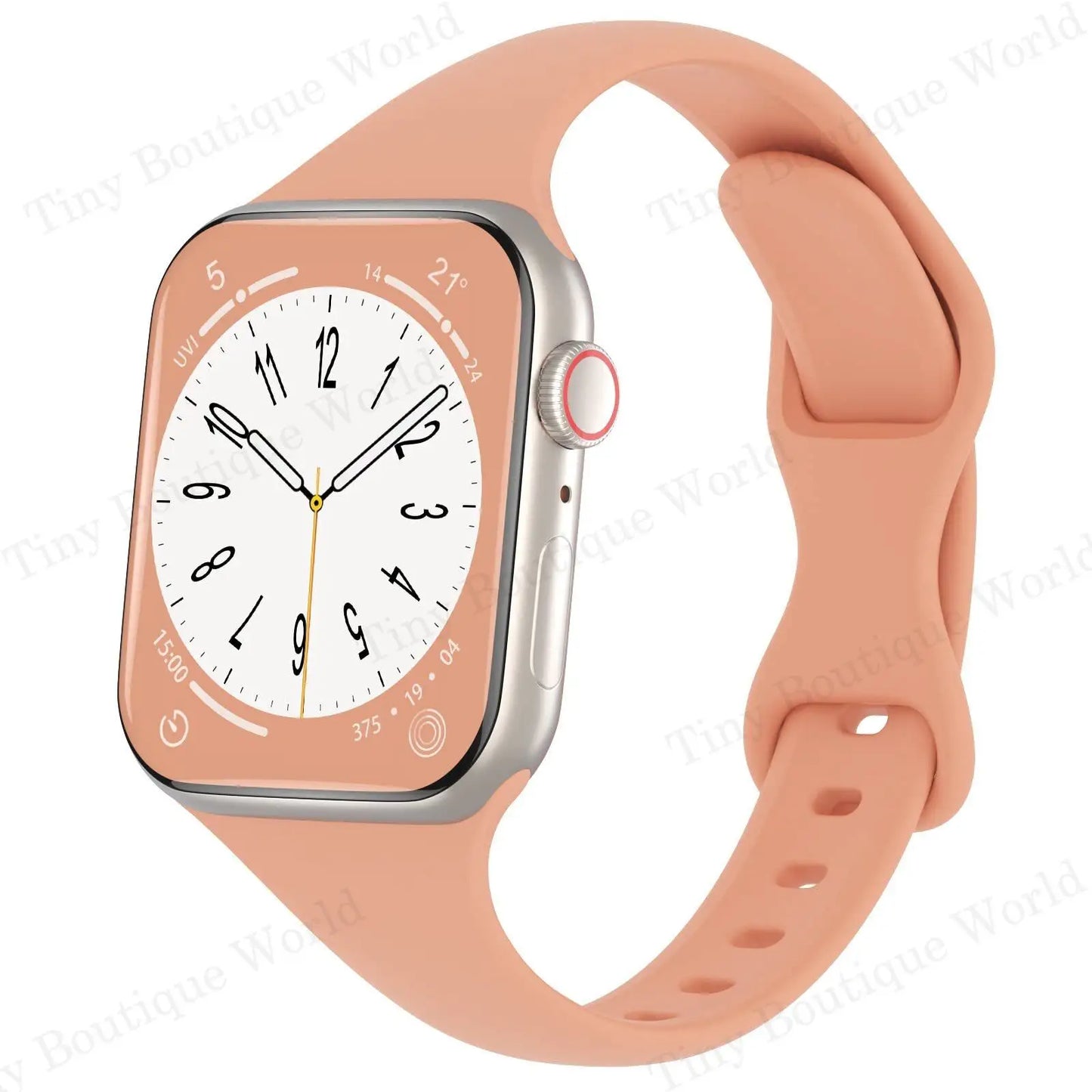 Thin Silicone Strap For Apple Watch 40mm 44mm 45mm 41mm 38mm 42mm Solid Color Strap Bracelet For IWatch Series 1 2 3 4 5 6 SE 7