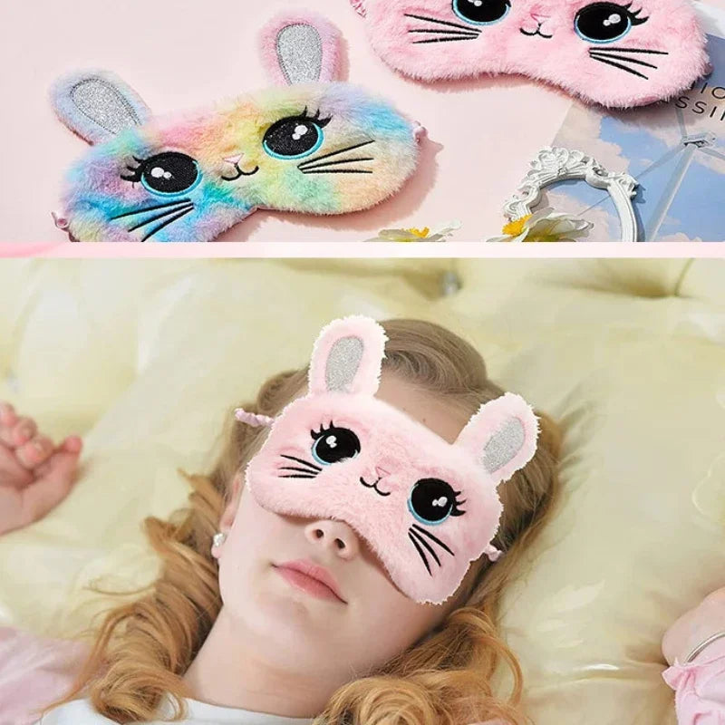 Sleeping Mask Sleeping Blindfold Soft Plush Eye Masks Cute Cat Eye Cover Plush Mask Eyepatch Nap Health Eye Cover  Sleep Mask