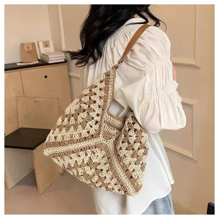 Women's Retro Handbag, Woven lightweight Handbag, Fashionable Commuting and Travel Shopping Bag,