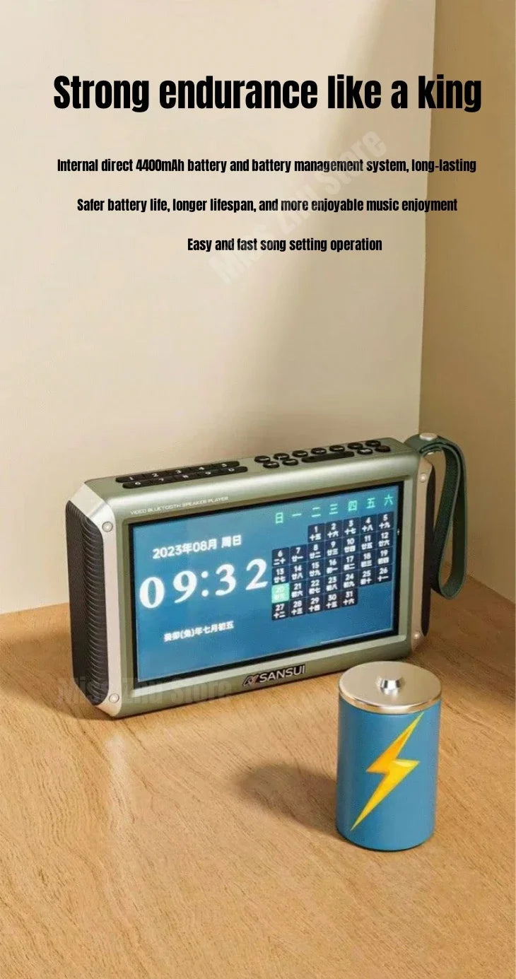 SANSUI F55 Portable FM Radio Video display radio Wireless Bluetooth Speakers Dual TF Card Slot MP4 Music Player Video E-book