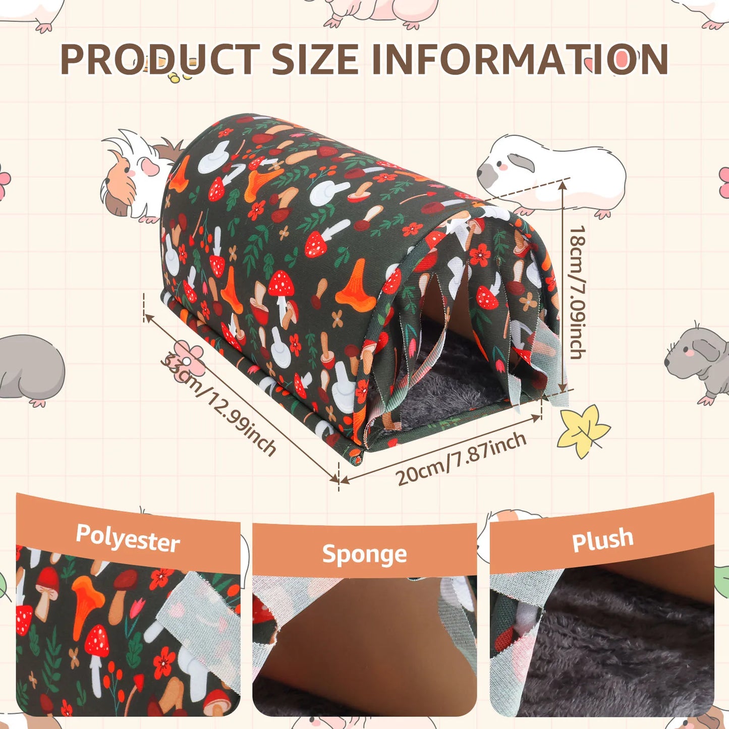 Guinea Pig House Bedding Cage Hamster Small Animal Nest Winter Warm Pet Bed for Chinchilla Mice Squirrel Guinea Pig/Rat/Hedgehog